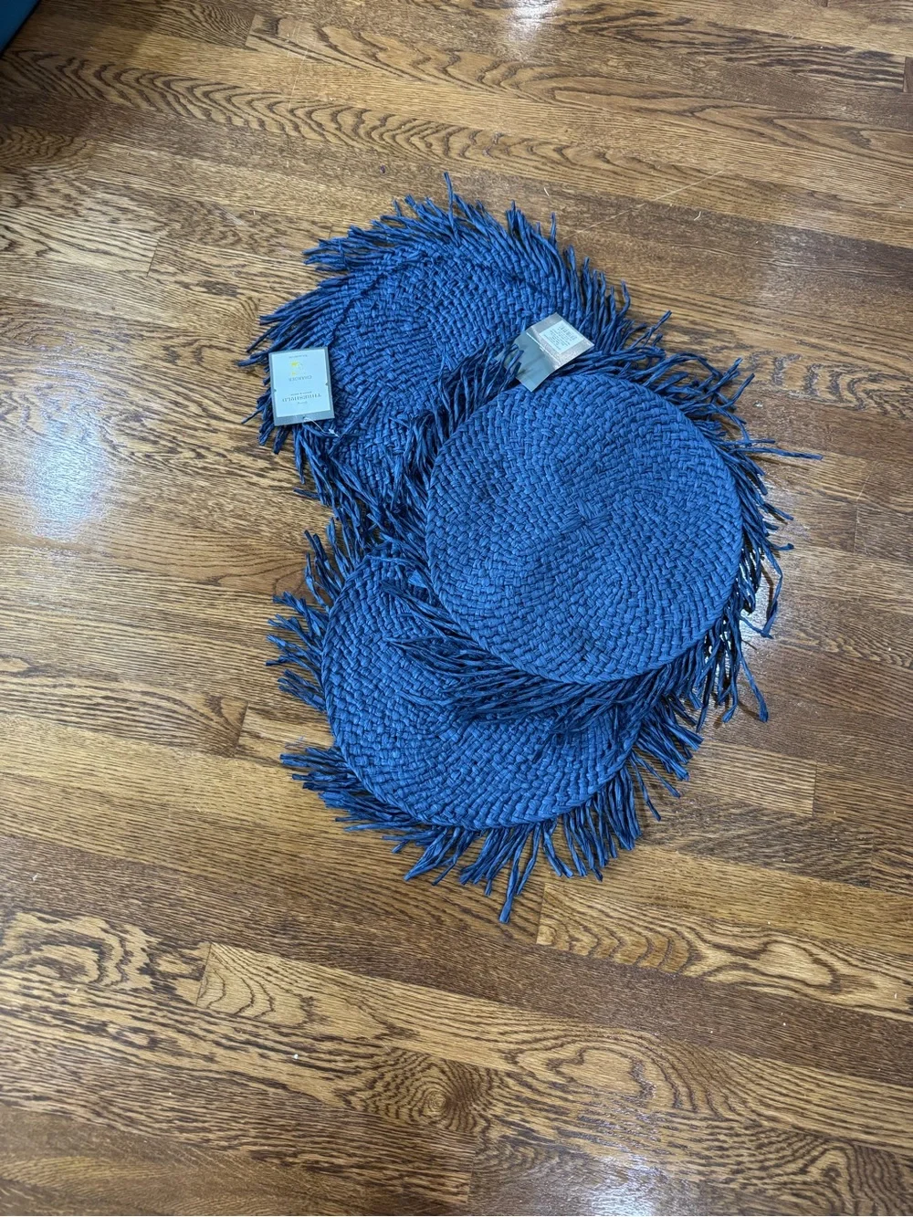 Threshold Navy Braided Fringe Placemats - Set of 3